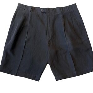 Jhane Barnes Mens 38 Silk/Linen Flat Front Vintage NWT Shorts Black‎ Preppy Golf